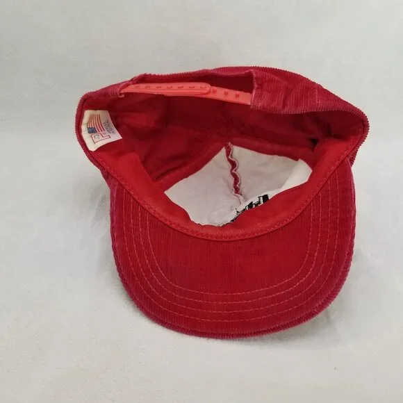✅VTG P-Caps Hein Construction Red Corduroy Snapback Baseball Hat OSFA Adjustable - Picture 8 of 9